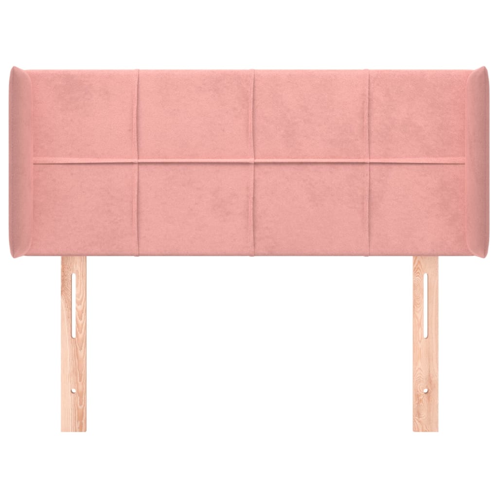 sengegavl med kanter 83x16x78/88 cm fløjl lyserød