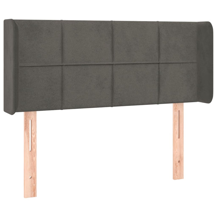 sengegavl med kanter 93x16x78/88 cm fløjl mørkegrå