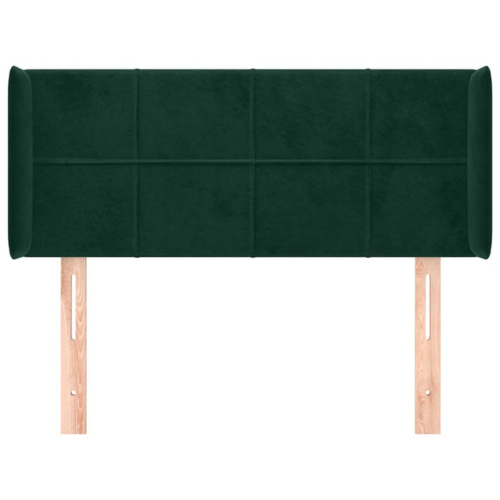 sengegavl med kanter 93x16x78/88 cm fløjl mørkegrøn