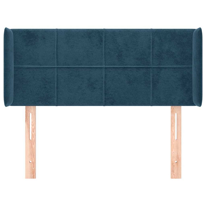 sengegavl med kanter 93x16x78/88 cm fløjl mørkeblå