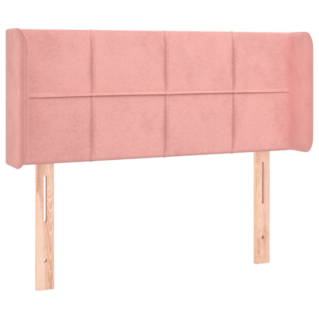 sengegavl med kanter 93x16x78/88 cm fløjl lyserød