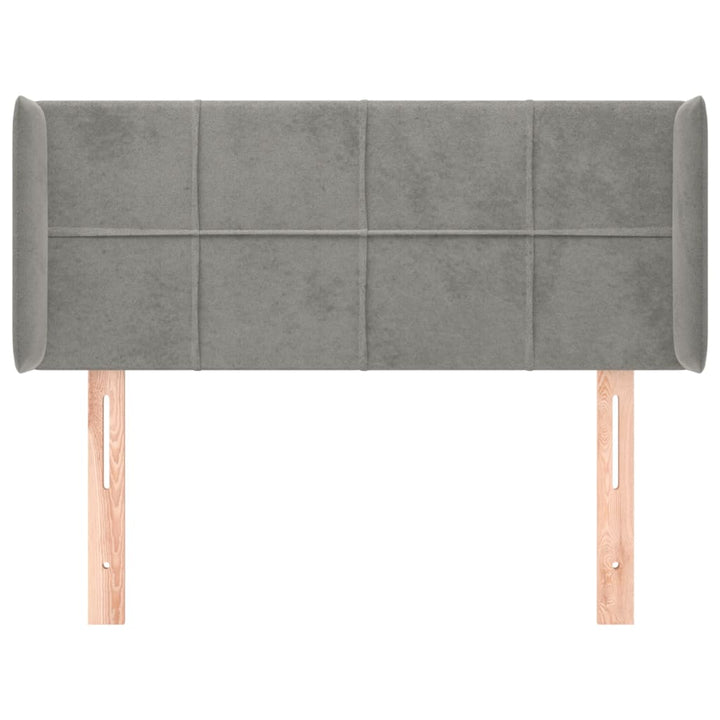 sengegavl med kanter 103x16x78/88 cm fløjl lysegrå