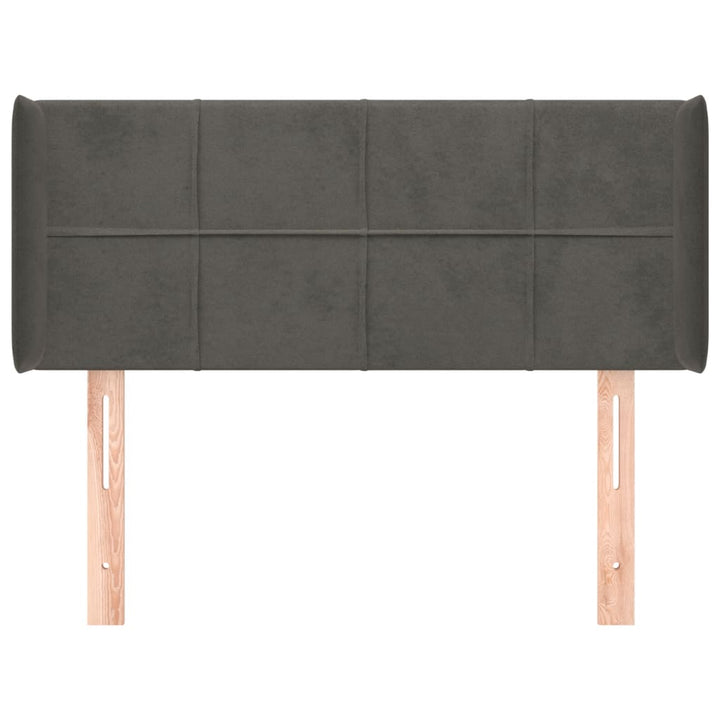 sengegavl med kanter 103x16x78/88 cm fløjl mørkegrå