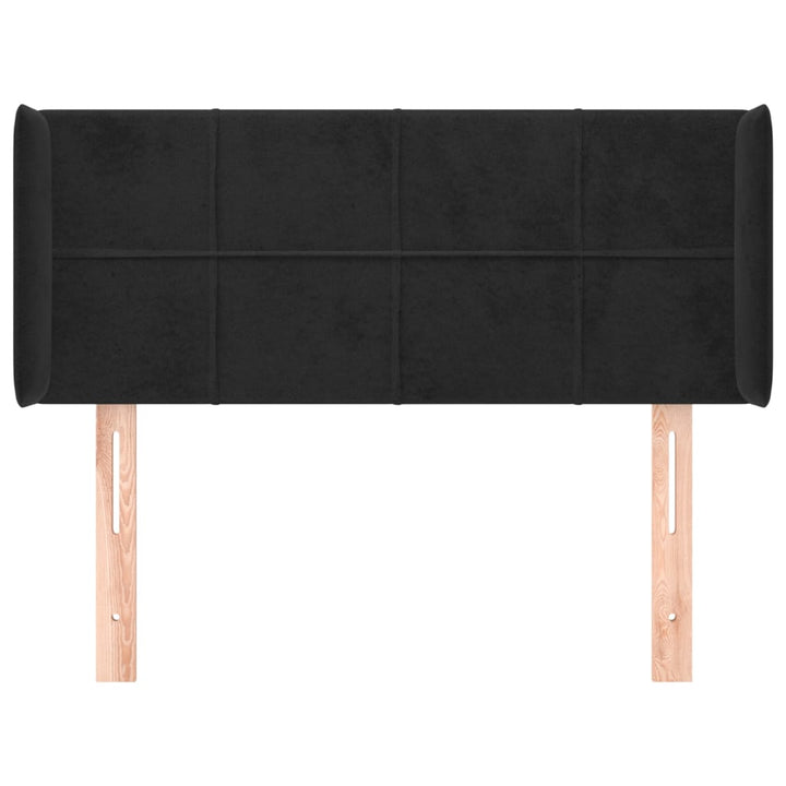 sengegavl med kanter 103x16x78/88 cm fløjl sort