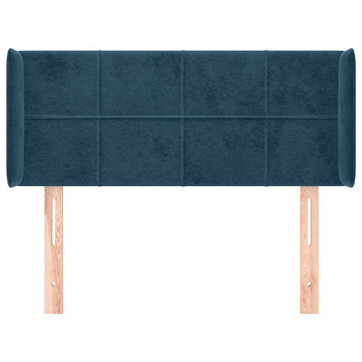 sengegavl med kanter 103x16x78/88 cm fløjl mørkeblå
