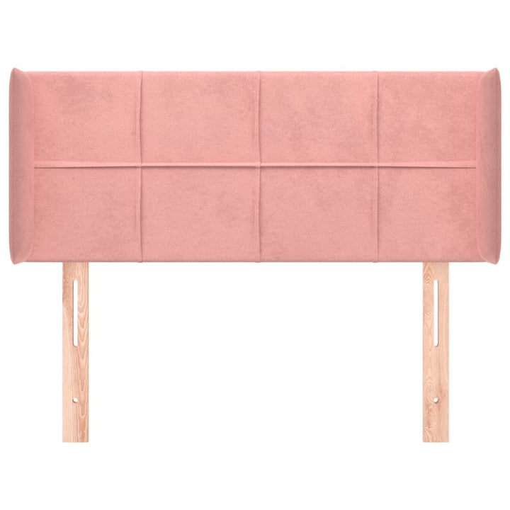 sengegavl med kanter 103x16x78/88 cm fløjl lyserød