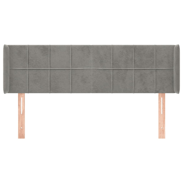 sengegavl med kanter 147x16x78/88 cm fløjl lysegrå
