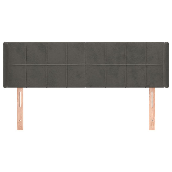 sengegavl med kanter 147x16x78/88 cm fløjl mørkegrå