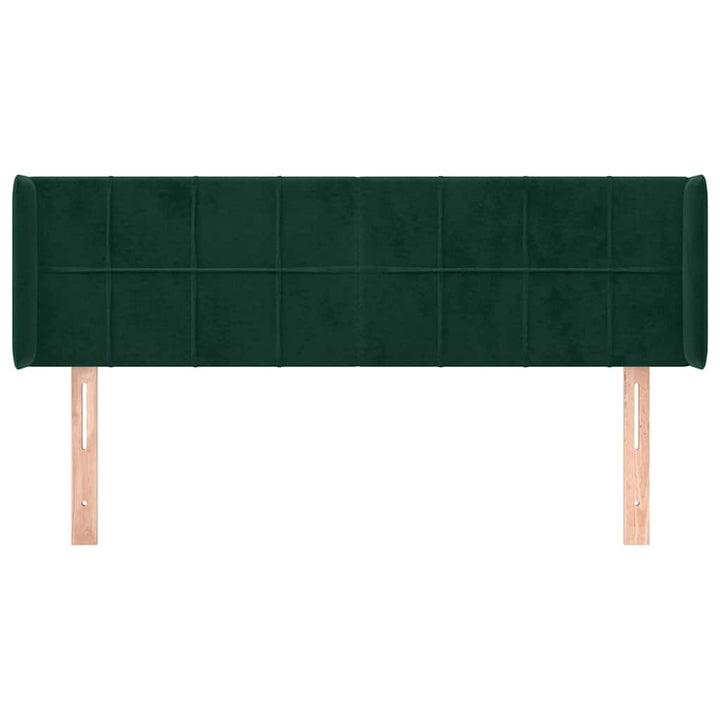 sengegavl med kanter 147x16x78/88 cm fløjl mørkegrøn