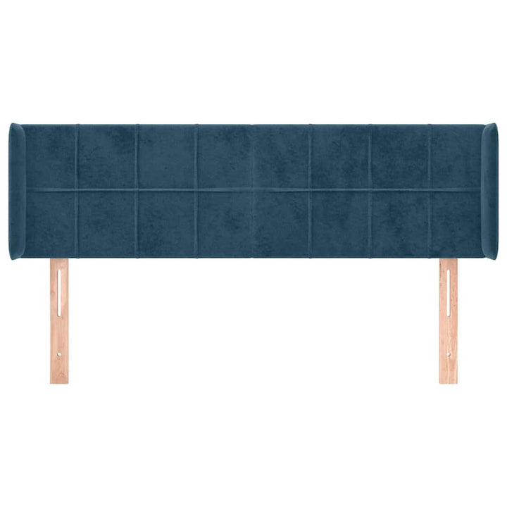 sengegavl med kanter 147x16x78/88 cm fløjl mørkeblå