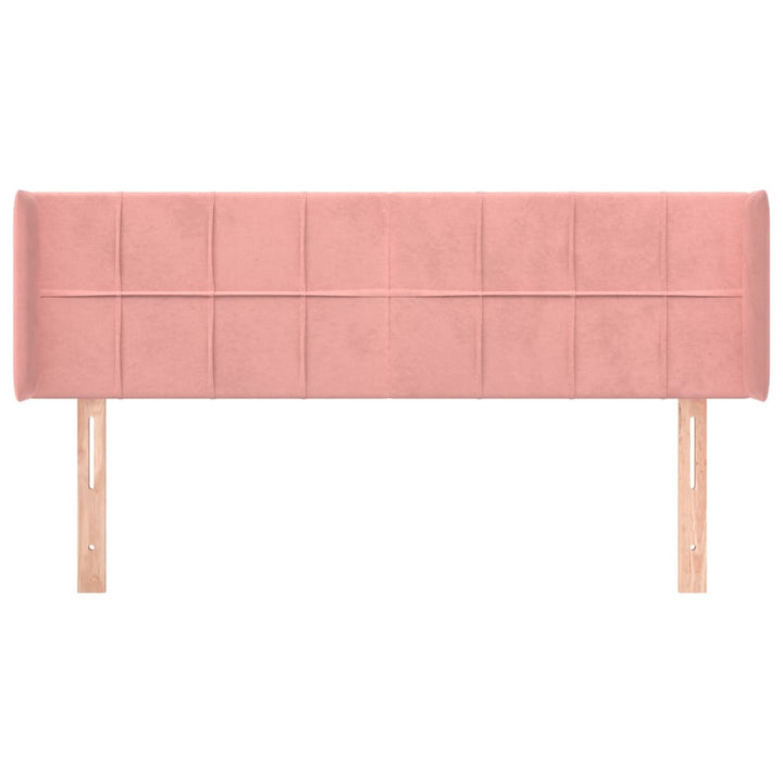 sengegavl med kanter 147x16x78/88 cm fløjl lyserød