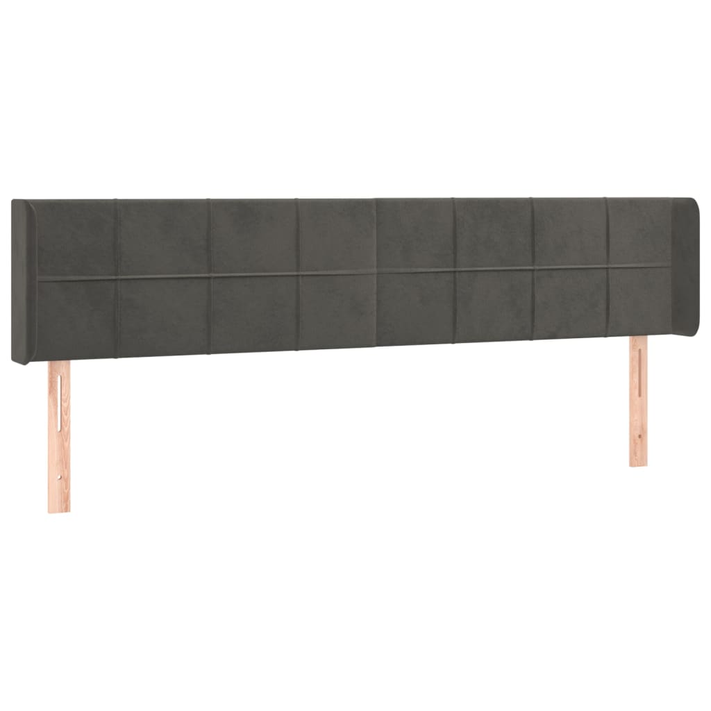 sengegavl med kanter 163x16x78/88 cm fløjl mørkegrå