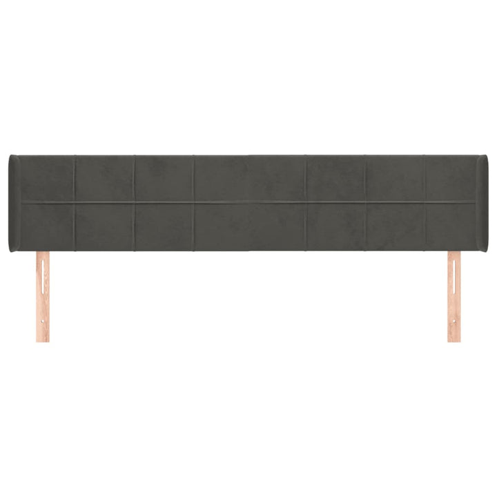 sengegavl med kanter 163x16x78/88 cm fløjl mørkegrå
