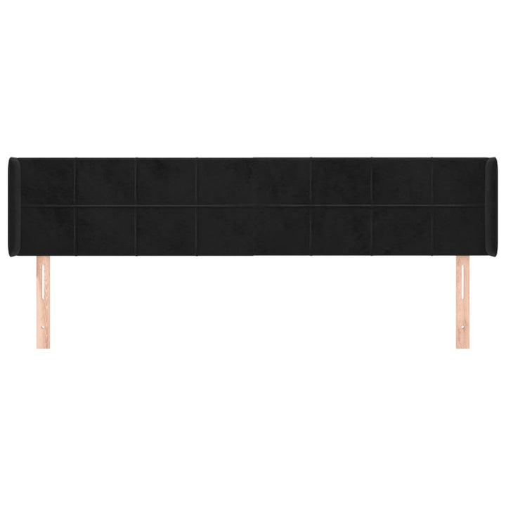 sengegavl med kanter 163x16x78/88 cm fløjl sort