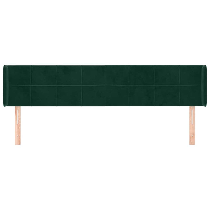 sengegavl med kanter 163x16x78/88 cm fløjl mørkegrøn