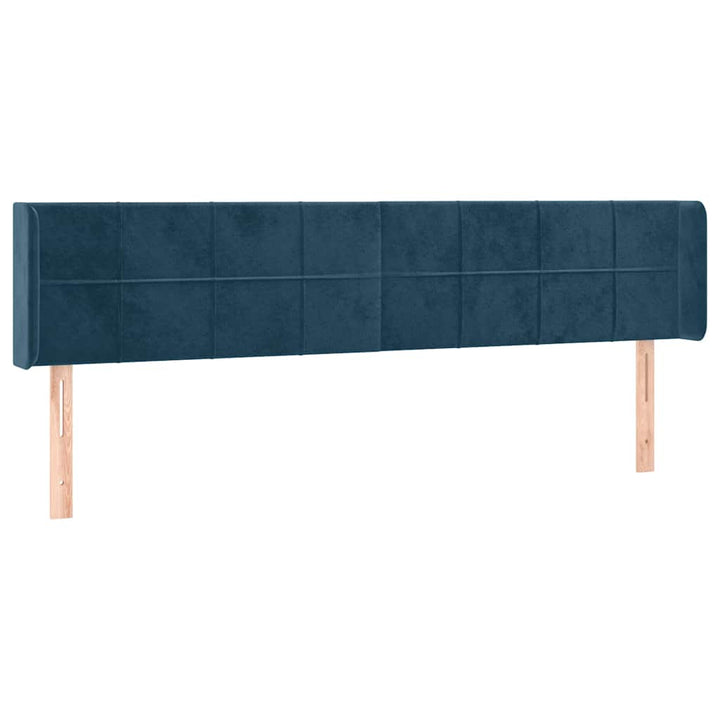 sengegavl med kanter 163x16x78/88 cm fløjl mørkeblå