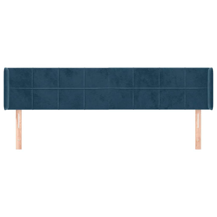 sengegavl med kanter 163x16x78/88 cm fløjl mørkeblå