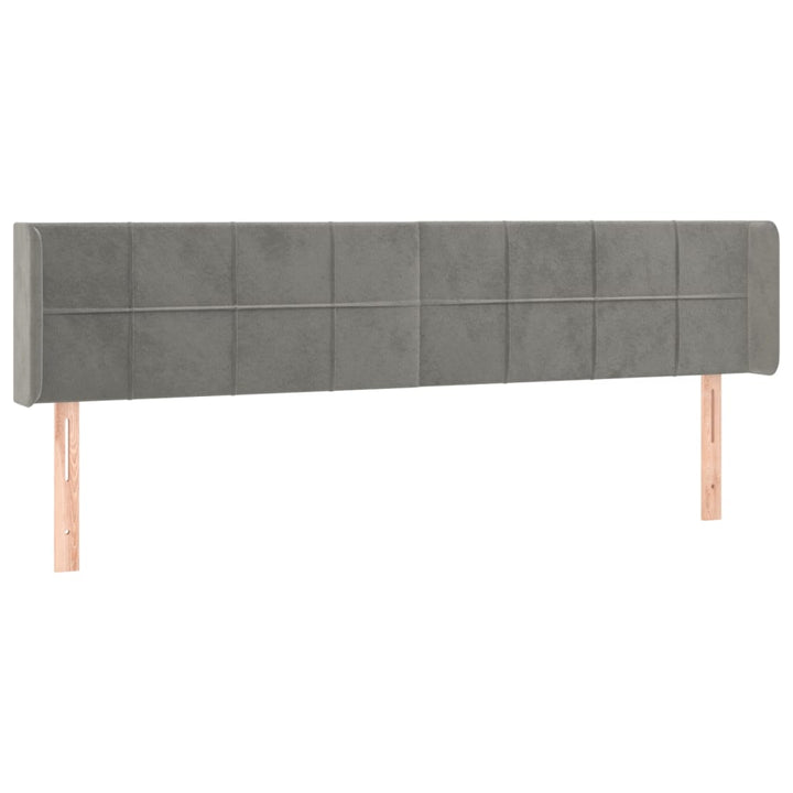 sengegavl med kanter 183x16x78/88 cm fløjl lysegrå