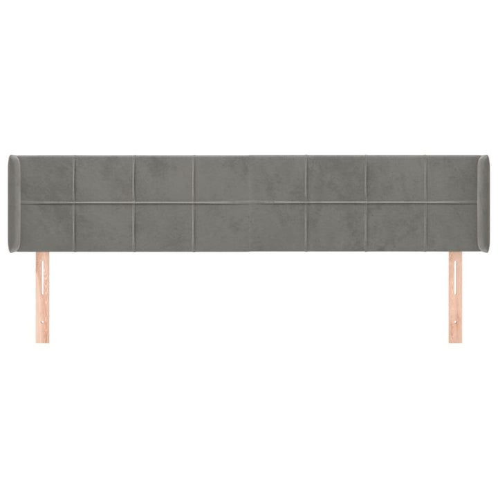 sengegavl med kanter 183x16x78/88 cm fløjl lysegrå