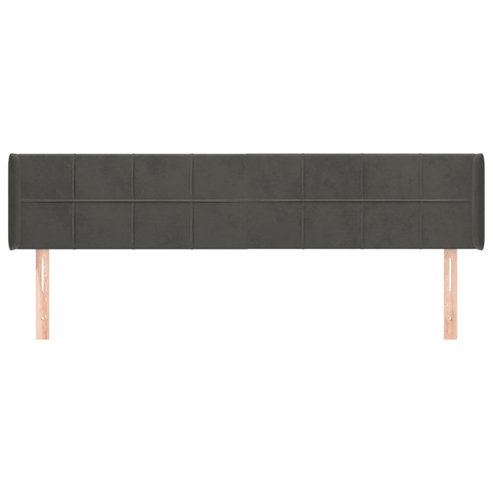sengegavl med kanter 183x16x78/88 cm fløjl mørkegrå