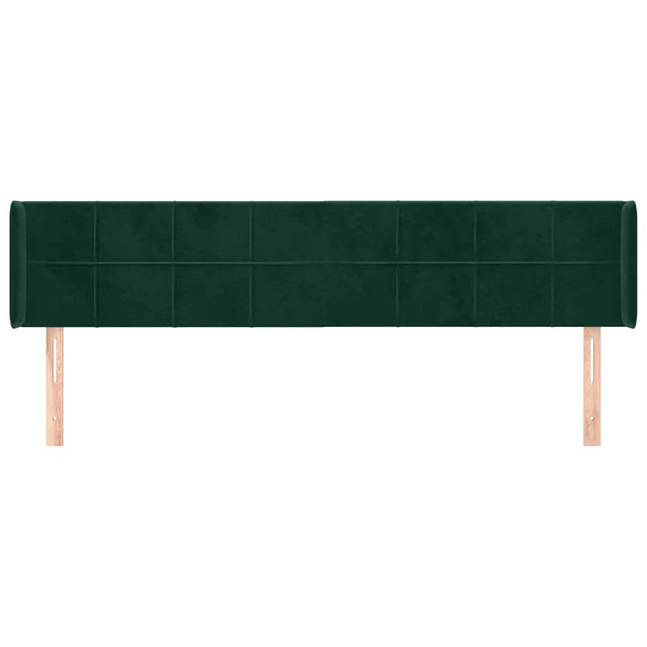 sengegavl med kanter 183x16x78/88 cm fløjl mørkegrøn