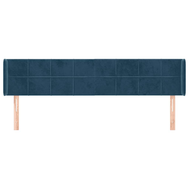 sengegavl med kanter 183x16x78/88 cm fløjl mørkeblå