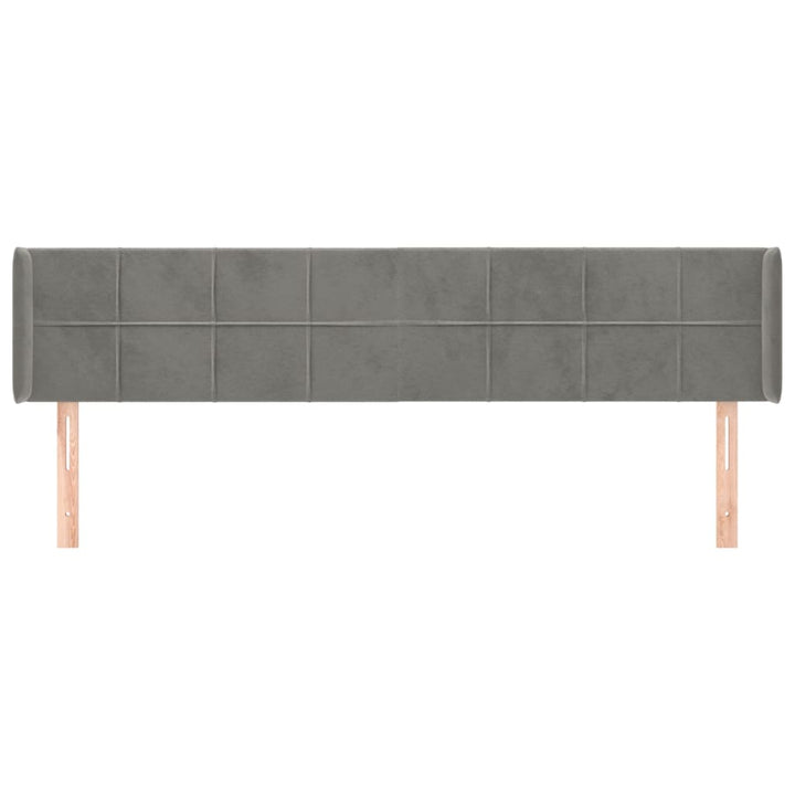 sengegavl med kanter 203x16x78/88 cm fløjl lysegrå