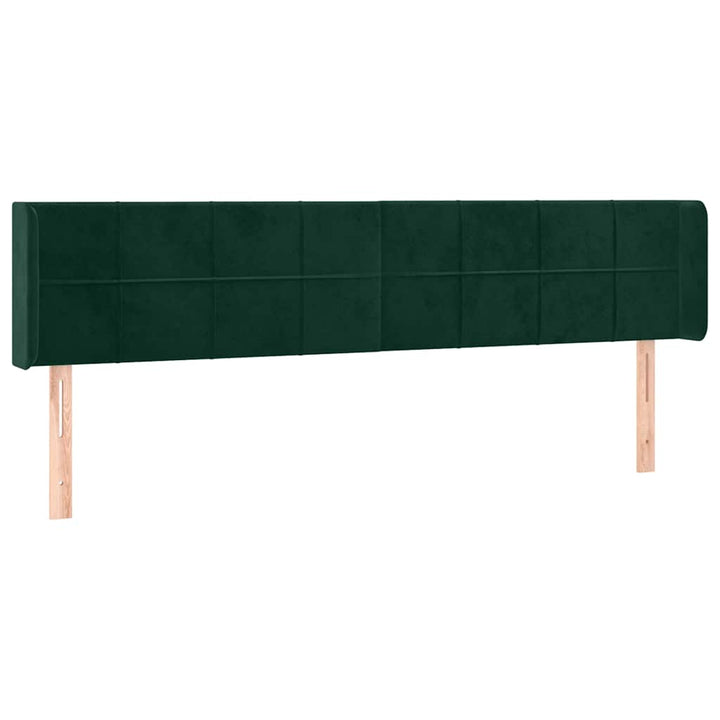 sengegavl med kanter 203x16x78/88 cm fløjl mørkegrøn