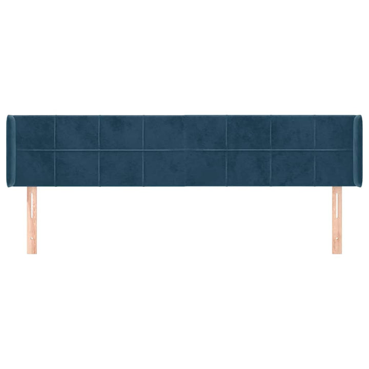 sengegavl med kanter 203x16x78/88 cm fløjl mørkeblå
