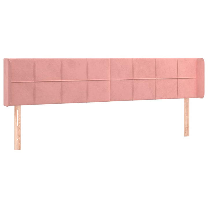 sengegavl med kanter 203x16x78/88 cm fløjl lyserød