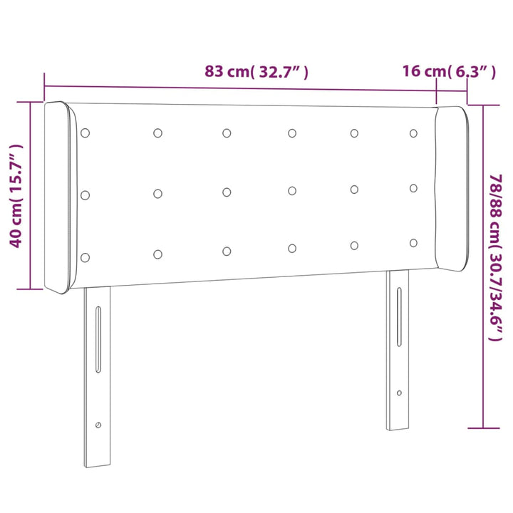 sengegavl med kanter 83x16x78/88 cm kunstlæder grå