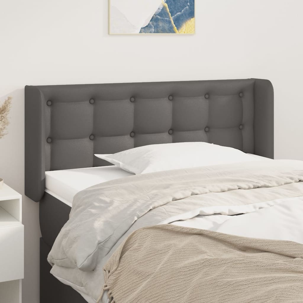 sengegavl med kanter 83x16x78/88 cm kunstlæder grå