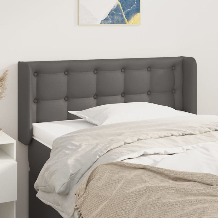 sengegavl med kanter 83x16x78/88 cm kunstlæder grå