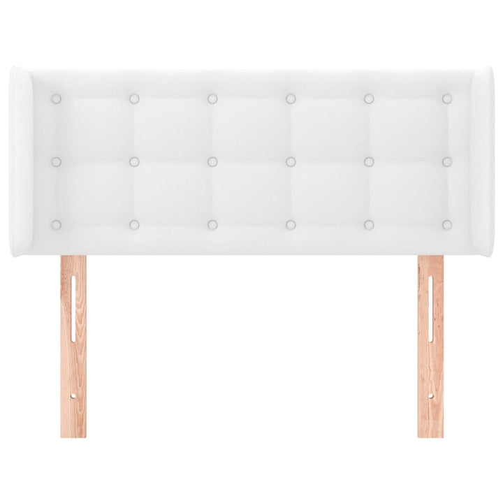 sengegavl med kanter 93x16x78/88 cm kunstlæder hvid
