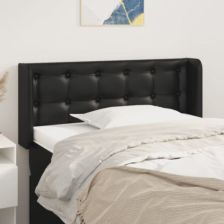 sengegavl med kanter 103x16x78/88 cm kunstlæder sort