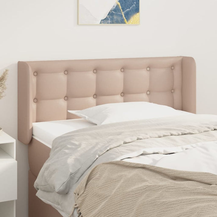 sengegavl med kanter 103x16x78/88 cm kunstlæder cappuccino