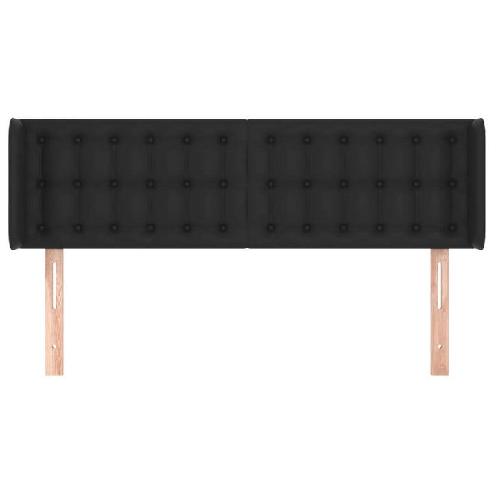 sengegavl med kanter 147x16x78/88 cm kunstlæder sort