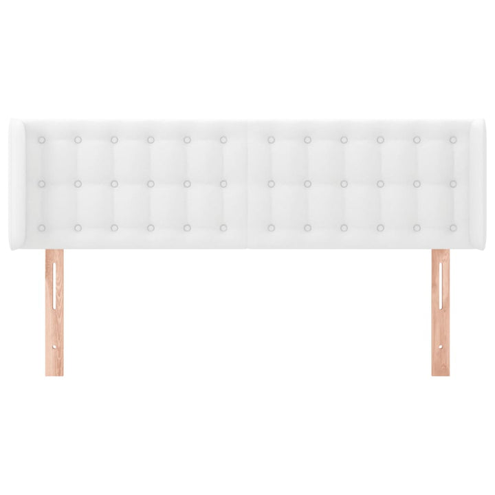 sengegavl med kanter 147x16x78/88 cm kunstlæder hvid