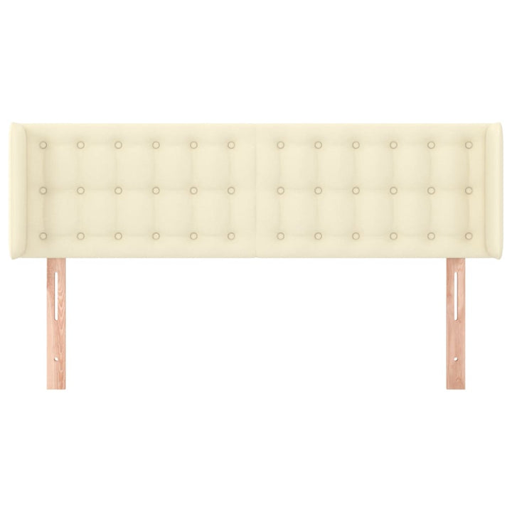 sengegavl med kanter 147x16x78/88 cm kunstlæder cremefarvet