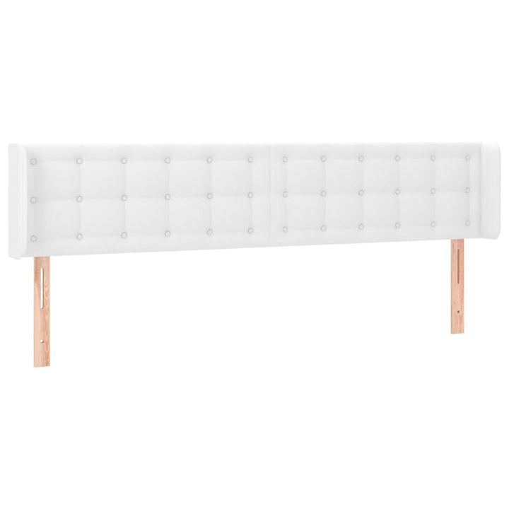 sengegavl med kanter 163x16x78/88 cm kunstlæder hvid