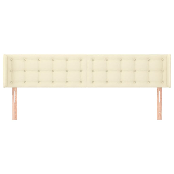 sengegavl med kanter 163x16x78/88 cm kunstlæder cremefarvet