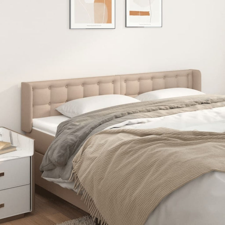 sengegavl med kanter 163x16x78/88 cm kunstlæder cappuccino