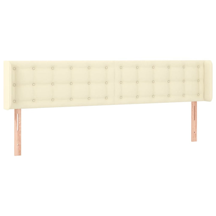 sengegavl med kanter 183x16x78/88 cm kunstlæder cremefarvet
