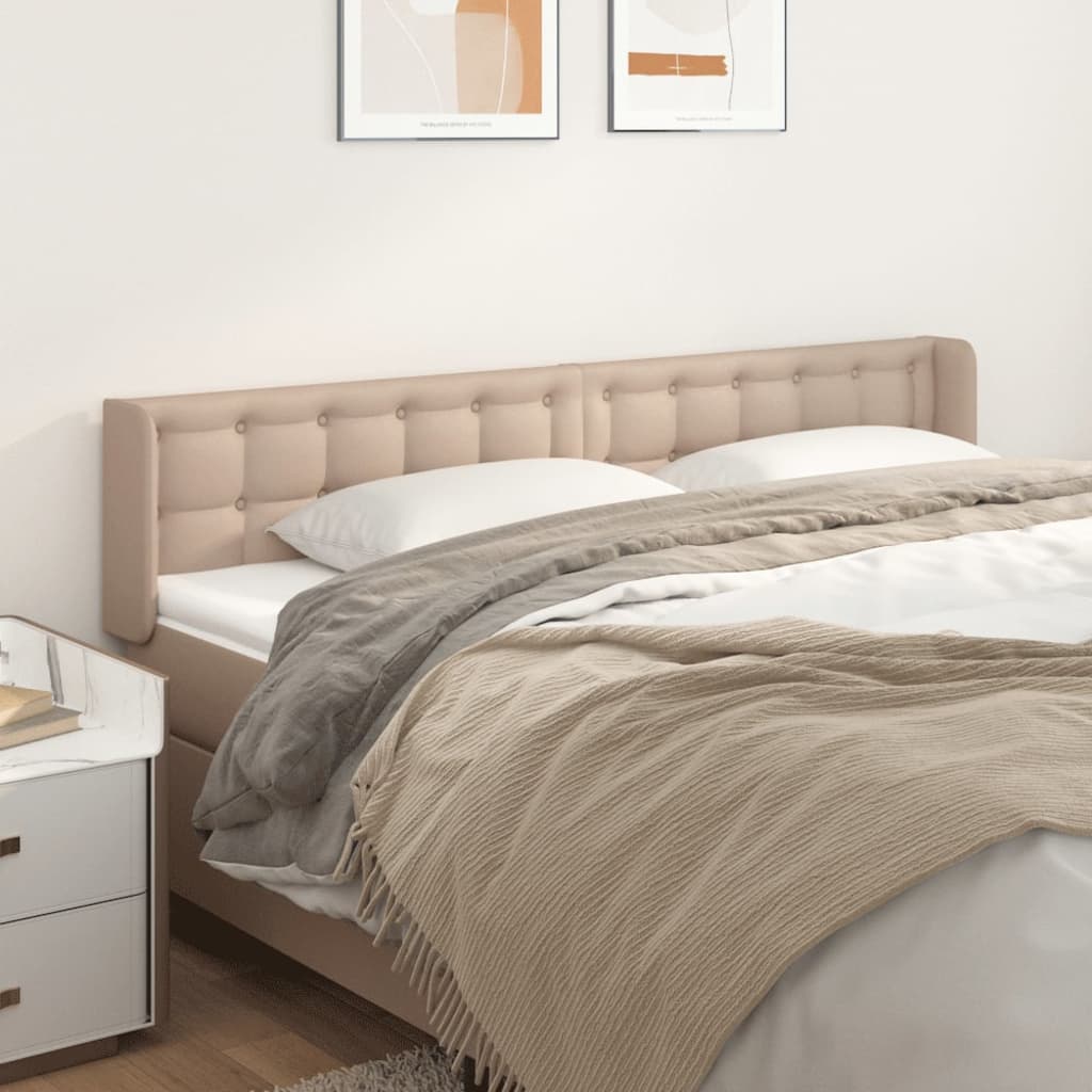 sengegavl med kanter 183x16x78/88 cm kunstlæder cappuccino
