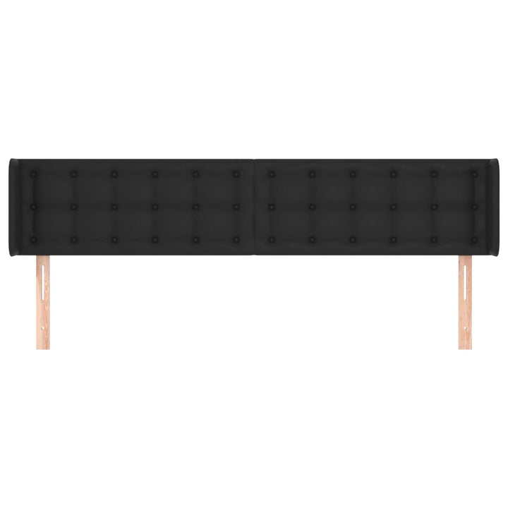 sengegavl med kanter 203x16x78/88 cm kunstlæder sort