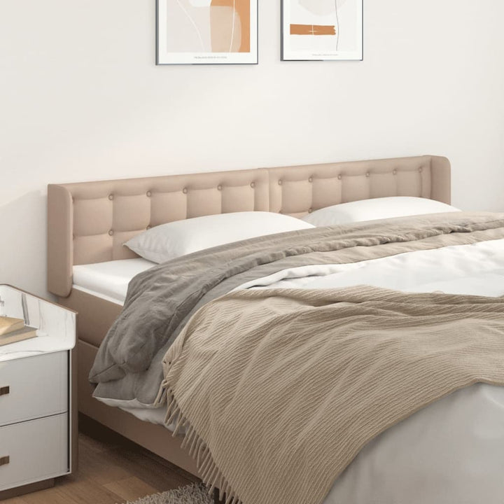 sengegavl med kanter 203x16x78/88 cm kunstlæder cappuccino