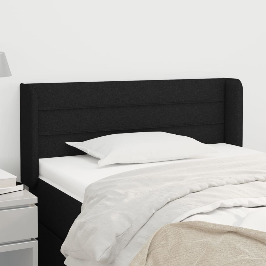 sengegavl med kanter 83x16x78/128 cm stof sort