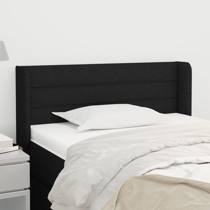 sengegavl med kanter 83x16x78/128 cm stof sort