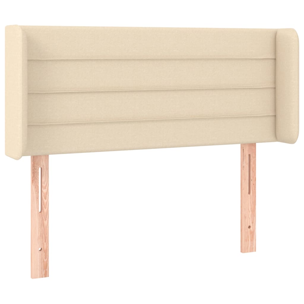sengegavl med kanter 93x16x78/88 cm stof cremefarvet