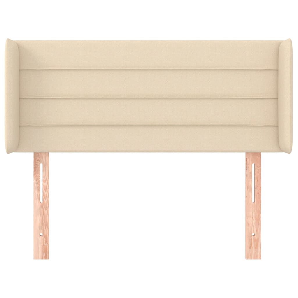sengegavl med kanter 93x16x78/88 cm stof cremefarvet